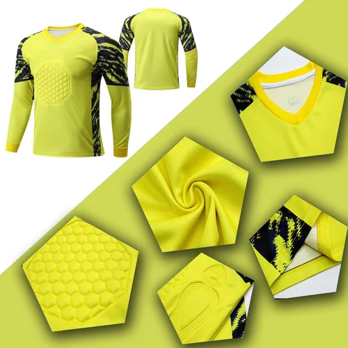 Vista 4 de Camiseta de portero personalizada Camiseta de portero de entrenamiento de fútbol deportivo Casavisitante Jersey de portero de fútbol Nombre