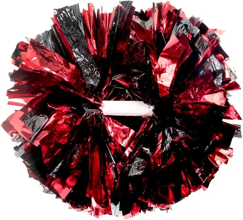 Vista 28 de Hooshing - Paquete de 2 pompones de animadora con mango tipo bastón, pompones para espíritu de equipo, deportes, bailes, animación, para niños Negro
