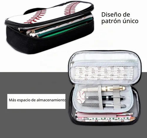Vista 4 de Bolsa de pluma de béisbol de gran capacidad con bolsa de cremallera para mujeres y hombres Béisbol#2