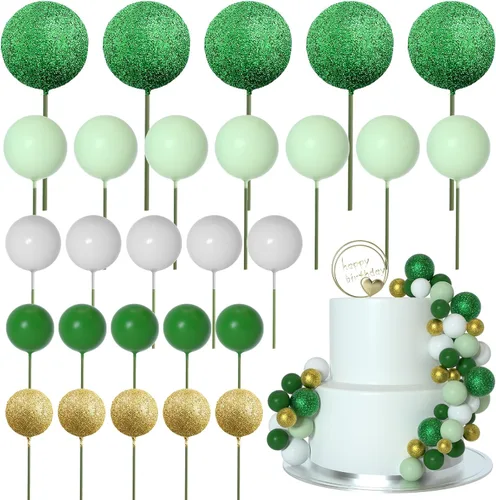 Vista 8 de ASTARON 50 piezas de palos para adornos de pastel con bolas, globos mini para suministros de decoración, bolas de espuma para pasteles para baby