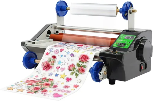 Vista 9 de Laminador de rollo frío caliente, 110 V 13 "V350 Laminador Pantalla digital Máquina laminadora de una sola cara y doble cara para laminación