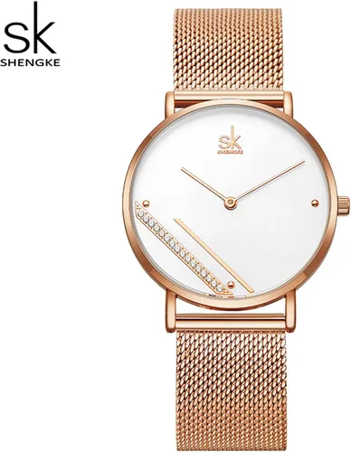 Vista 2 de SHENGKE Reloj analógico de lujo para mujer, resistente al agua, a la moda, casual, para mujer, Relogio Feminino