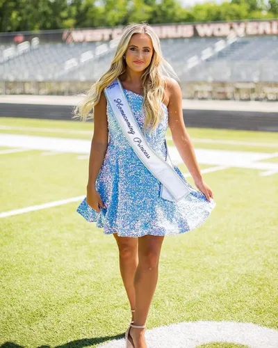 Vista 9 de Hjindpr Vestidos de lentejuelas de un hombro para adolescentes, vestido corto de graduación 2024, vestido formal acampanado brillante con bolsillos
