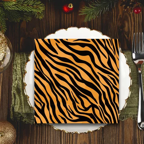 Vista 6 de Servilletas de fiesta con estampado de tigre, servilletas de papel de tigre, juego de servilletas desechables para fiesta de tigre, temática