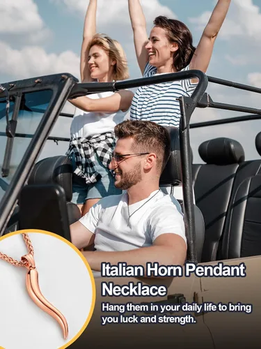 Vista 7 de U7 Colgante de cuerno italiano para hombres y mujeres, acero inoxidablenegrooro de 18 quilates, joyería de protección de talismán amuleto