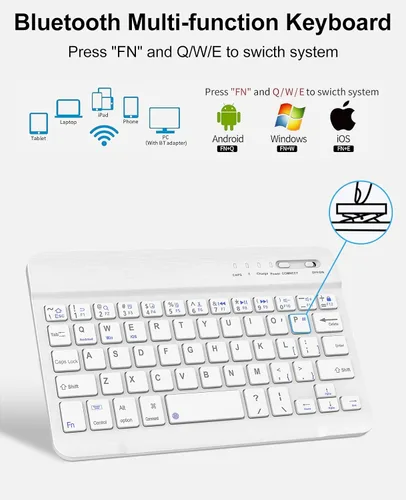 Vista 6 de Funda de teclado para iPad mini 5/4/3/2/1 de 7.9 pulgadas, teclado inalámbrico magnéticamente desmontable, funda protectora delgada con cubierta Gris