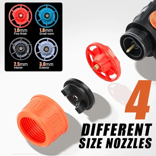 Vista 2 de Pulverizador de pintura inalámbrico para batería Black&Decker de 20V, pistola de pintura manual con 3 patrones de pulverización y 4 boquillas, ideal