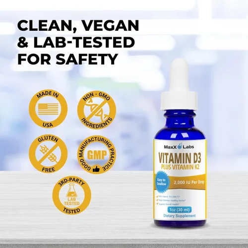 Vista 8 de Gotas líquidas de vitamina D3 K2 con K2 MK7-2,000 UI por gota, gotas líquidas de vitamina D K2 para adultos y niños, las mejores gotas de vitamina