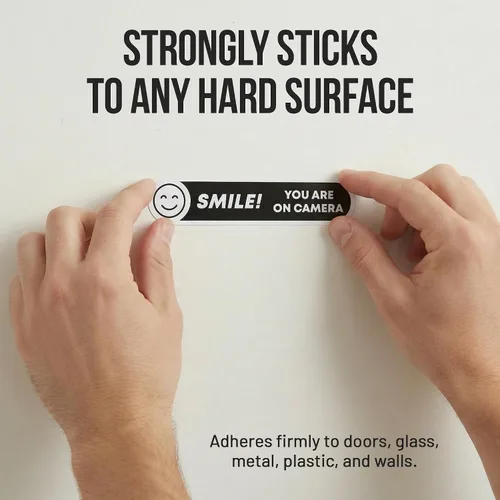 Vista 3 de Calcomanías para cámara Smile You're On (8 piezas) – Adhesivo fuerte, resistente al agua, letreros de «You are on» Tamaño 5 x 1 pulgadas. Adhesivos
