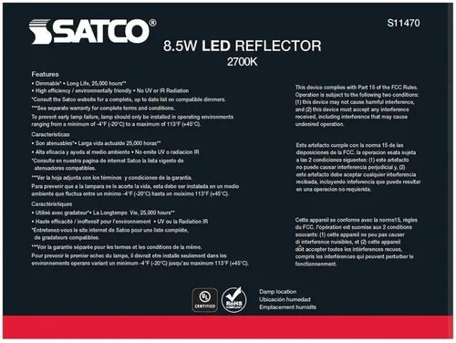Vista 7 de Satco Inundación 11470-8.5BR30/LED/827/120V/6PK S11470 BR30 (6 bombillas LED)