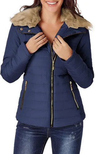Vista 3 de Dokotoo - Chaqueta de invierno acolchada con cremallera para mujer (S-XXL, sin capucha)