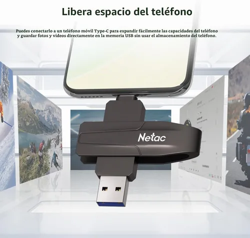 Vista 8 de Netac Unidad de estado sólido USB externa portátil de 128 GB de hasta 550 MB/s Tipo-c y USB 3.2 Interfaz dual para almacenamiento de datos