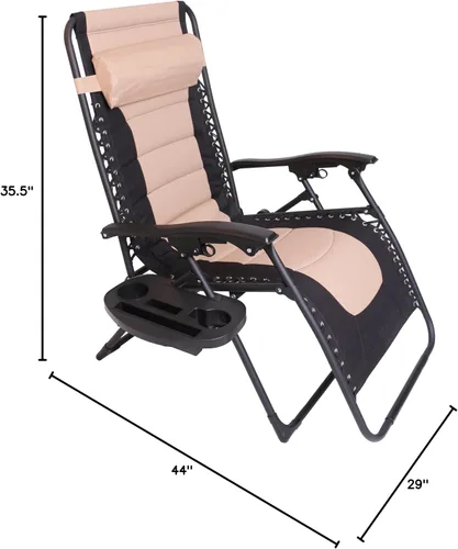 Vista 2 de BTEXPERT Silla reclinable plegable acolchada de gran tamaño con gravedad cero, color negro y marrón