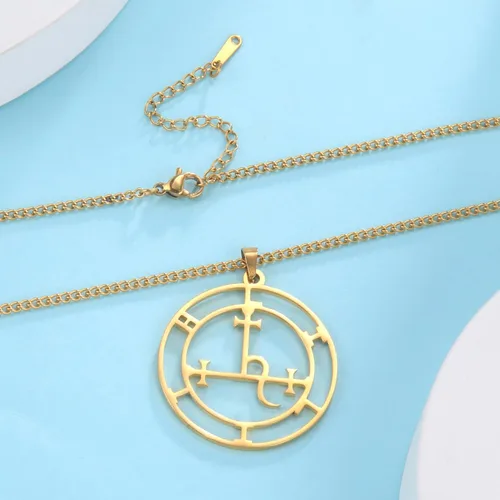 Vista 17 de EUEAVAN Sigil of Lilith Collar para mujeres y hombres Hécate gótico Lilith Diosa Sigil colgante Lucifer Signo mitología pagana joyería regalo