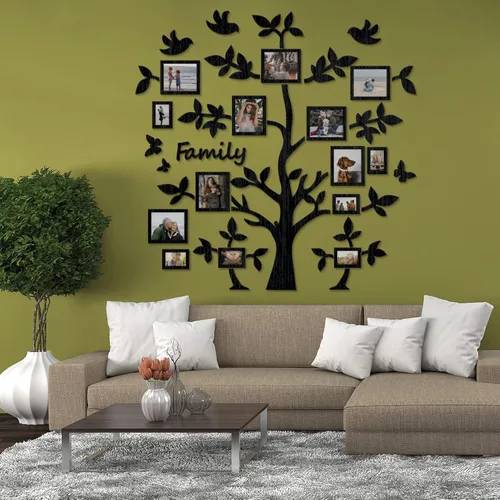 Vista 6 de JustLikeWood 39.3 x 39.3 pulgadas, diseño de árbol genealógico de madera grande para pared, diseño de baterias, removible, decoración de bricolaje