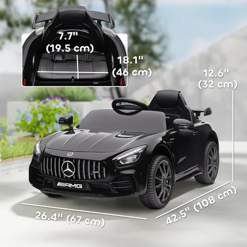 Vista 7 de Qaba Mercedes-Benz AMG GTR - Coche con licencia de 12 V para niños Negro