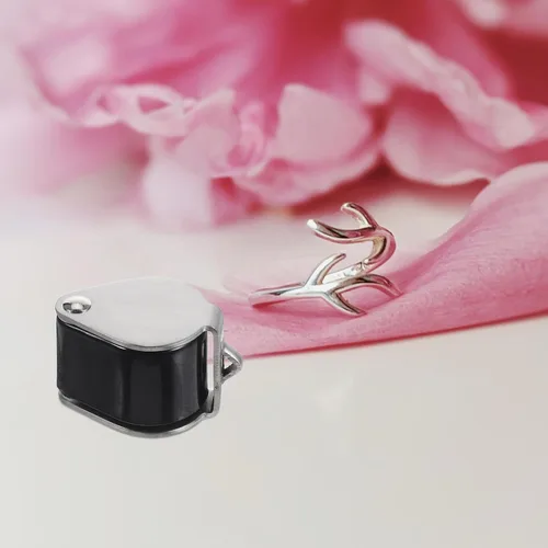 Vista 6 de Mini lente de aumento con soporte de cuero 14x vidrio de alta ampliación plegable portátil plegable de mano joyería lupa detección joyería