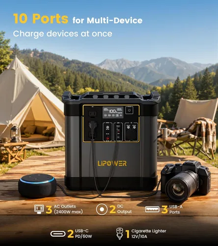Vista 8 de Lipower 2400W Portable Power Station, 2150Wh Solar Generators for Home Use