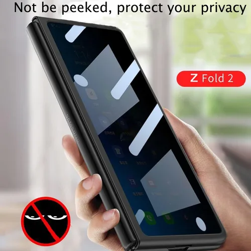 Vista 5 de Paquete de 2 protectores de pantalla de vidrio templado de privacidad diseñados para Samsung Galaxy Z Fold 2, protector de pantalla resistente a