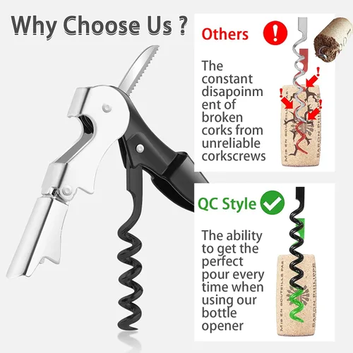 Vista 5 de Abridor de vino profesional, el mejor abridor de botellas para cerveza o vino, sacacorchos todo en uno, la elección favorita de sumillers, camareros
