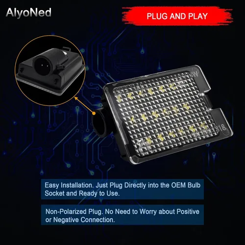 Vista 3 de AlyoNed - Luz LED para Placa de Matrícula, Compatible con Dodge Durango 2014-2022, Camioneta, Lente Transparente, 6500K Blanco