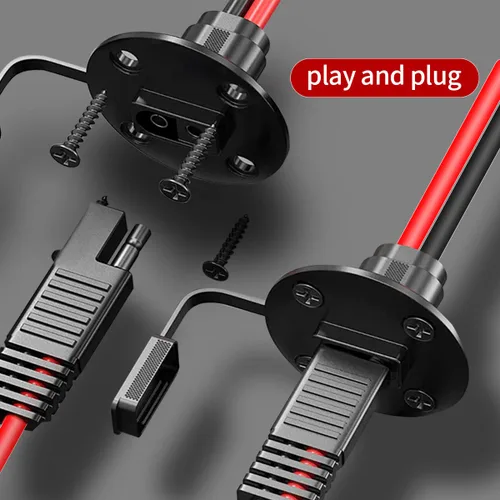 Vista 3 de ELFCULB Cable de Extensión de Enchufe SAE de Puerto de Pared Lateral de Alimentación 10AWG 2FT (0.6m) a Conectores SAE, con Fusible de 10A 15A 20A