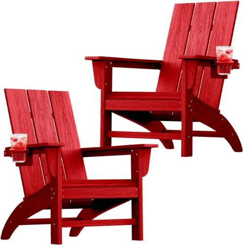 Vista 26 de Silla Adirondack moderna, sillas de patio de plástico HDPE para todo tipo de clima, silla para hoguera, sillas de césped al aire libre para terraza