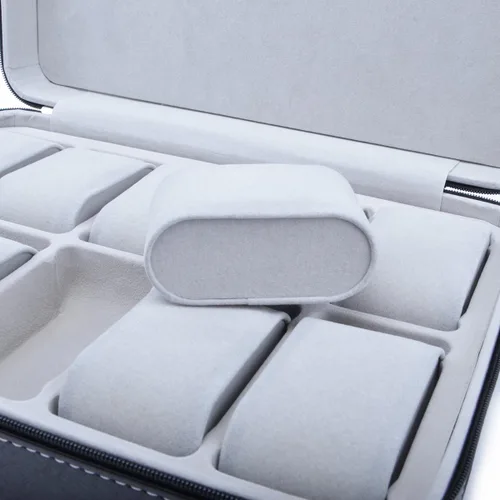 Vista 5 de Homeater Caja de reloj de 10 ranuras Caja de viaje portátil con cremallera Caja de almacenamiento de joyería de almacenamiento de almacenamiento