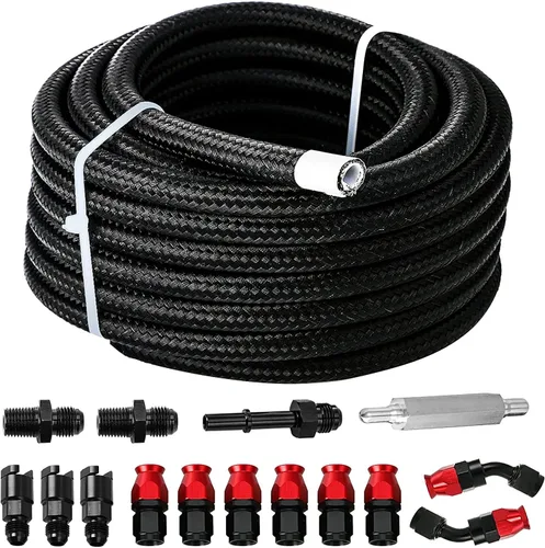 Vista 8 de 6AN 3/8" Kit de Ajuste de Línea de Combustible PTFE LS Swap EFI, Kit de Línea de Combustible PTFE de 25FT, Línea de Inyección de Combustible
