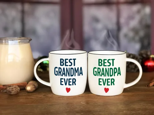 Vista 2 de Triple Gifffted Tazas de Café para los Mejores Abuelos del Mundo para Abuela y Abuelo, Ideas de Regalos de Nietos, Nietos, Anuncio de Nuevos