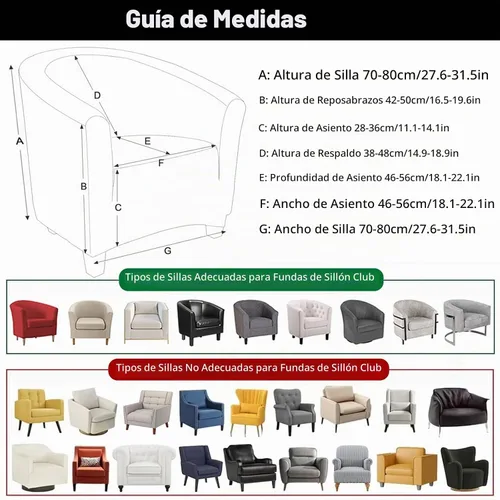 Vista 4 de SearchI Funda Elástica para Silla Club, Fundas Elásticas para Silla Barrel, Fundas Estampadas para Silla Tub, Funda de Elastano Suave para Sillón