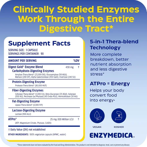 Vista 8 de Enzymedica Calostro + probióticos en polvo y digesto suplemento de enzima digestiva de oro, calostro bovino alimentado con pasto para mujeres