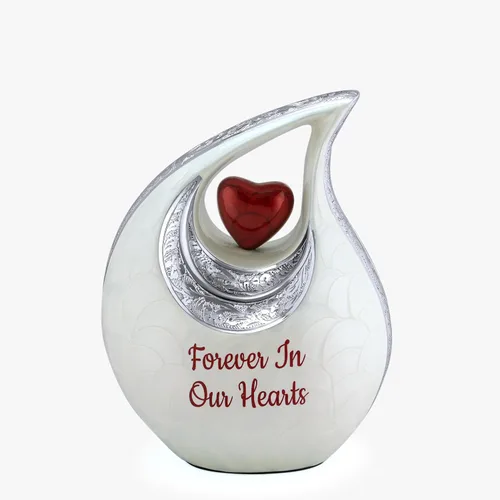Vista 22 de Gran urna de lágrima negra con corazón plateado para cenizas humanas masculinas - Urnas para hombres y mujeres adultos - Urnas de cremación