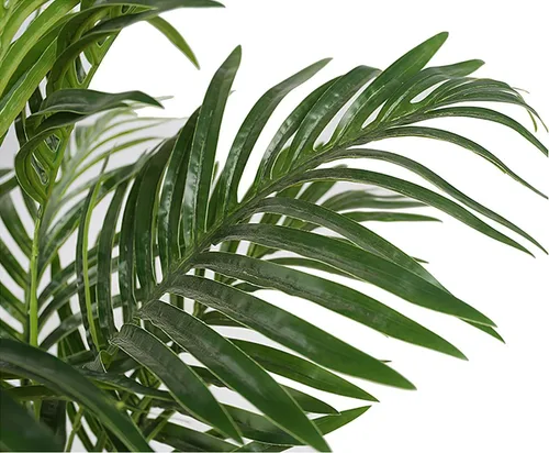 Vista 3 de Combina magníficas palmeras artificiales de bambú tropical de 6 pies de AMERIQUE con hojas gigantes, en maceta de plástico para guardería
