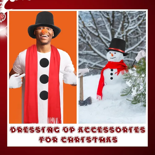 Vista 5 de Kit de disfraz de muñeco de nieve para hombres fiesta de Navidad cosplay disfraz de muñeco de nieve helado incluye zanahoria nariz muñeco de nieve