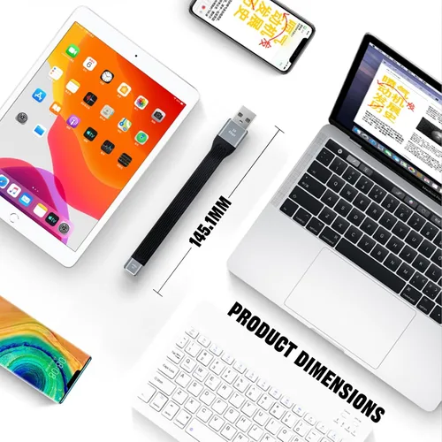 Vista 2 de Adaptador USB C a USB 3.0, 10Gbps USB C macho a tipo C hembra adaptador OTG Cable bidireccional OTG, cable plano Thunderbolt3 a USB 3.0 para PC