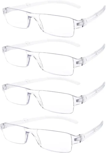 Vista 8 de Pack 4 Rimless Reading Glasses,Blue Light Clear Frames Reader Lightweight for Men and Women