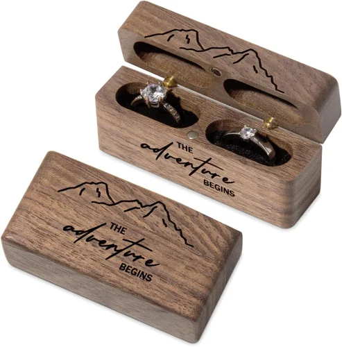Vista 8 de Caja portadora de anillos de boda Propuesta delgada Caja de anillo ¿Qué tal para siempre?