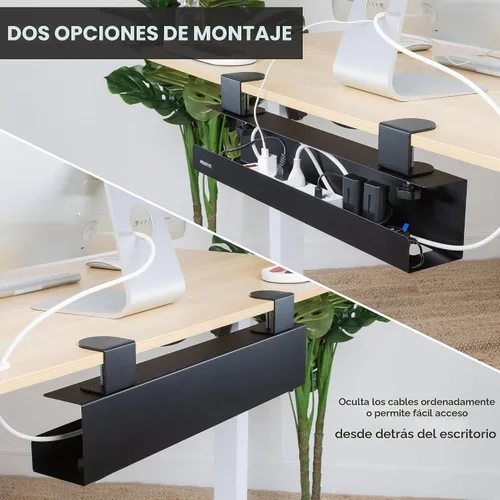 Vista 7 de Mount-It! Bandeja de organización de cables para debajo del escritorio, bandeja de organización de cables de metal sin taladrar para escritorio