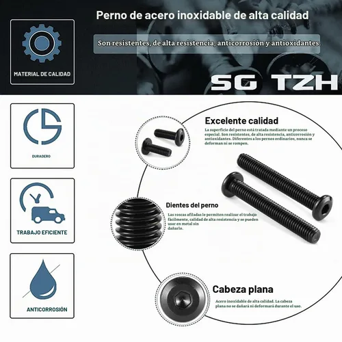 Vista 4 de M6 x 15mm 20 piezas de tornillos de cabeza hexagonal con casquillo de enchufe, acero inoxidable 304 18-8, rosca completa, óxido negro de SG TZH