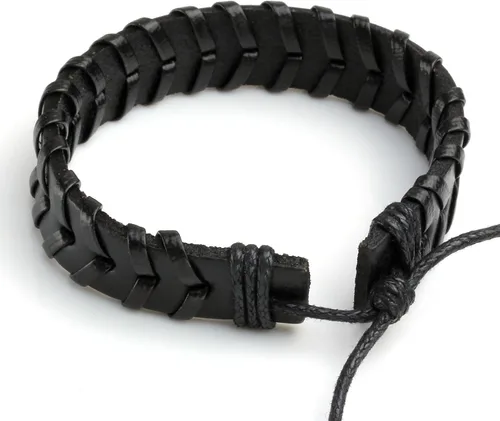 Vista 6 de Pulsera de piel sintética EIGSO hecha a mano para hombres estilo retro con nudo ajustable
