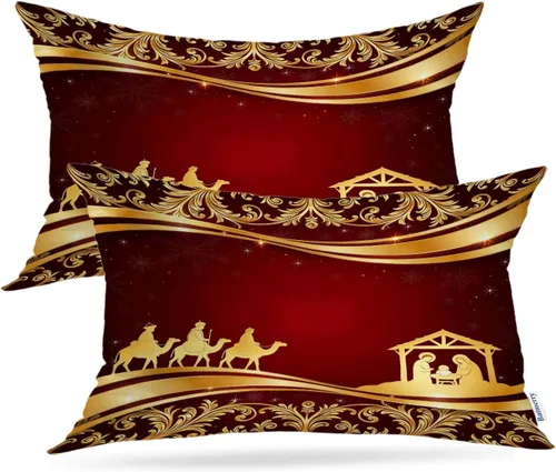 Vista 85 de Batmerry Autumn Forest Throw Pillow Covers, Yellow Orange Foliage in Fall Park Decorative Pillow Covers Digital Printing Blended for Couch Sofa Bed
