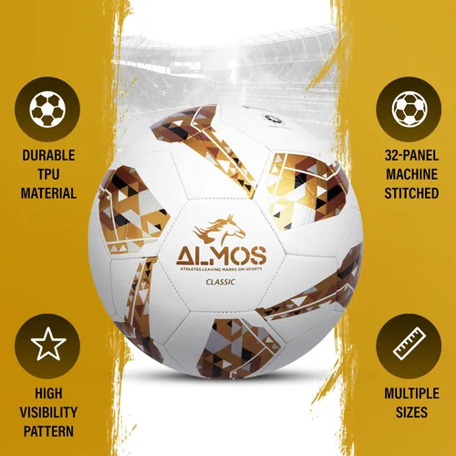 Vista 4 de Almos Balón de fútbol clásico de entrenamiento 32 – para clubes, rendimiento de partidos, fútbol en interiores y exteriores, adecuado para césped