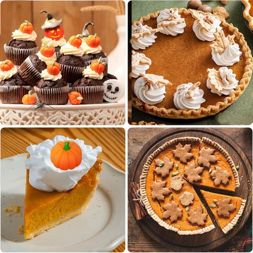 Vista 6 de 5 moldes de silicona para otoño, Acción de Gracias, calabaza, hojas de arce, fondant, mini calabaza 3D, chocolate, caramelo, pastel, pasteles