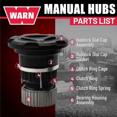 Vista 4 de WARN Bujes de bloqueo manual negros premium 35 Spline para Ford Super Duty 05-26 Ford F‑250/F‑350/F‑450/F‑550, negro con recubrimiento en polvo