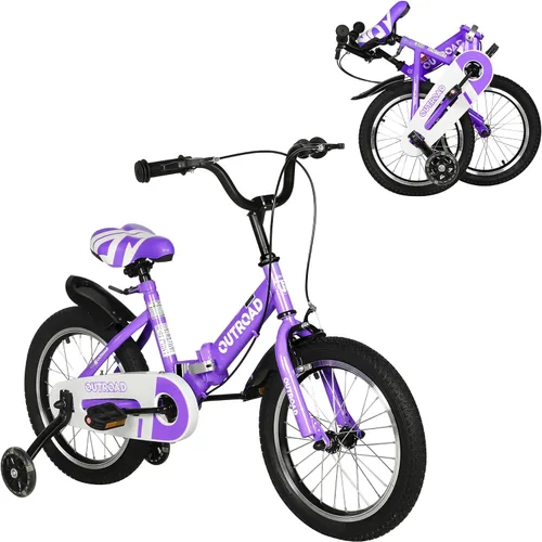 Vista 11 de SUNCROWN Kids Bike, 14 16 18 Inch Children Bicycle, Foldable Toddler Bike for Boys & Girls Age 3-10 Years with Flash Lighting Training Wheel