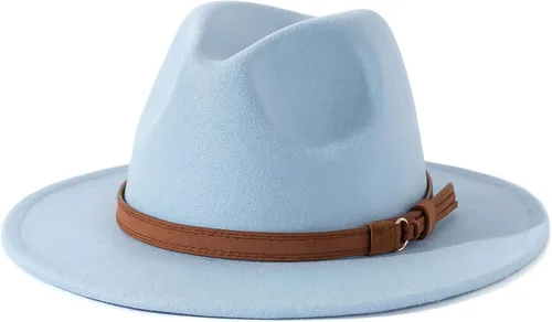 Vista 27 de Lisianthus Sombrero Fedora de ala ancha vintage para hombre y mujer con hebilla de cinturón Negro