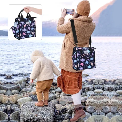 Vista 6 de Kamo Bolsas de almuerzo para mujer, bolsa de almuerzo aislada, contenedor para el trabajo, viajes, playa, correa de hombro ajustable a#1