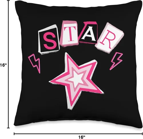 Vista 4 de Cyber Y2K Star Pink Mcbling - Almohada estética para decoración de habitación de los años 2000