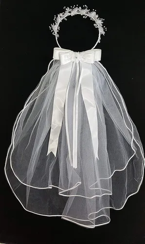 Vista 4 de Corona de flores para niña, diseño de corazón, con cristales de imitación de perlas blancas